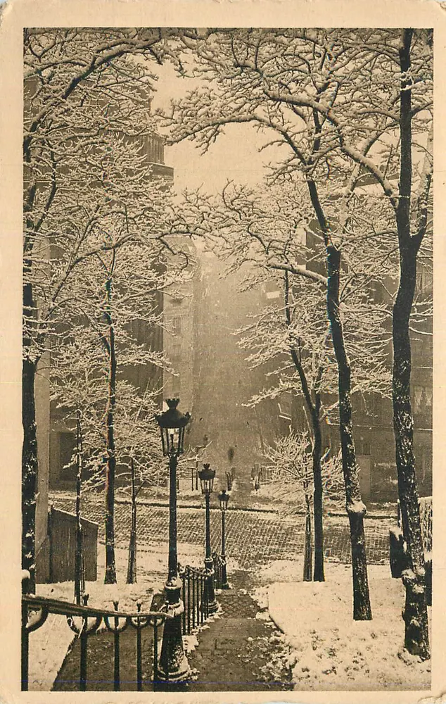 Ansicht einer schneeverdeckten Allee — Paris — Verlag nicht sichtbar - Vorderseite