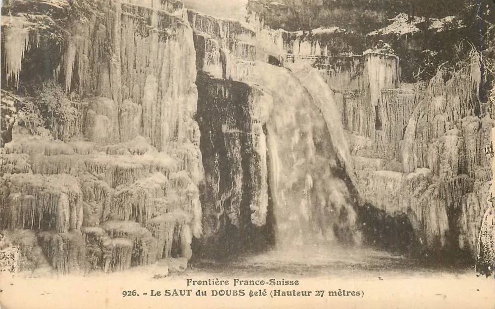 Der FALL DES DOUBS gefroren — Grenze Frankreich-Schweiz — Höhe 27 Meter — Nr. 926 - Vorderseite