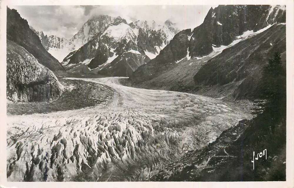 Glaciar da Mer de Glace — Mont Blanc — editor L. J. Son - Frente