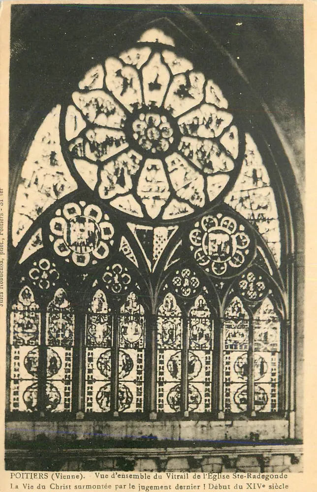 Poitiers (Vienne) — Überblick über das Glasfenster der Kirche Ste-Radegonde — Anfang des 14. Jahrhunderts - Vorderseite