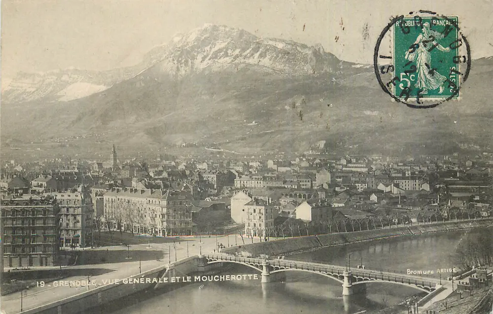 Grenoble — Vista geral e o Moucherotte — Bromure Artige - Frente