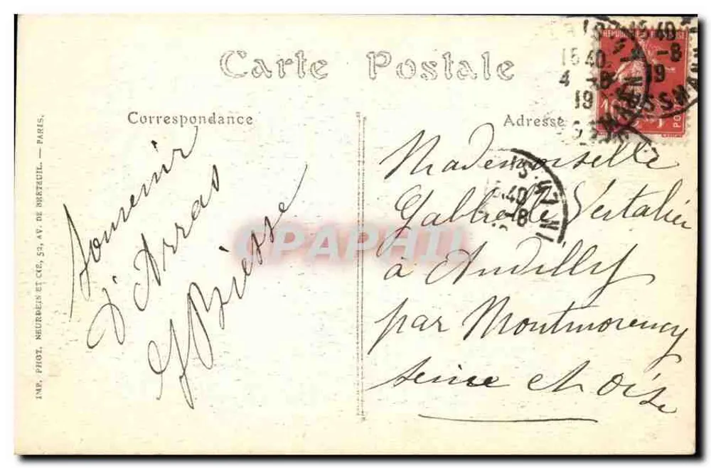 Arras — Ein Eckbereich der Petite Place in Richtung Rue St-Géry — Imprimerie Brissy, Téments & Hom, Lefebvre-Norel, Scurre-Francages — Visé Paris - Rückseite