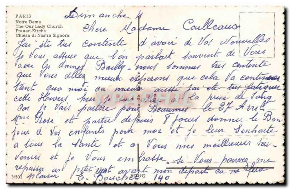 पेरिस के नोट्र-डम चर्च - चर्च के दृश्य सीन के ऊपर से - एडिटर ई. बूशेट, संख्या 3/502 - पीछे