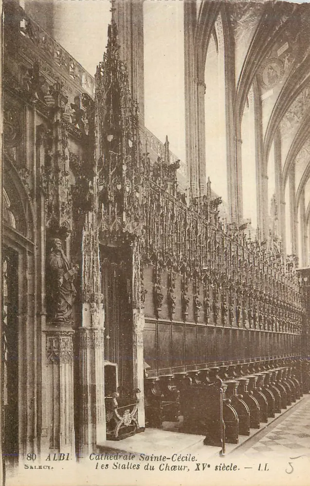 Albi — Kathedrale Sainte-Cécile, die Chorstühle, 15. Jahrhundert — I.L. - Vorderseite