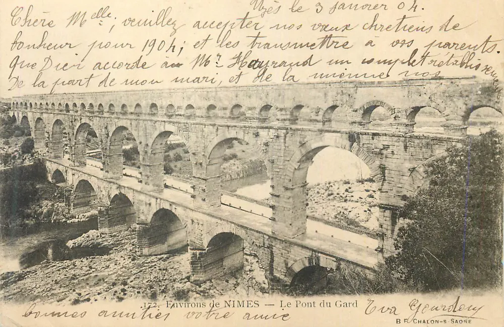 Environs de NIMES — O Pont du Gard — Editor B.F. CHALON-S-SAÔNE, n° 172 - Frente