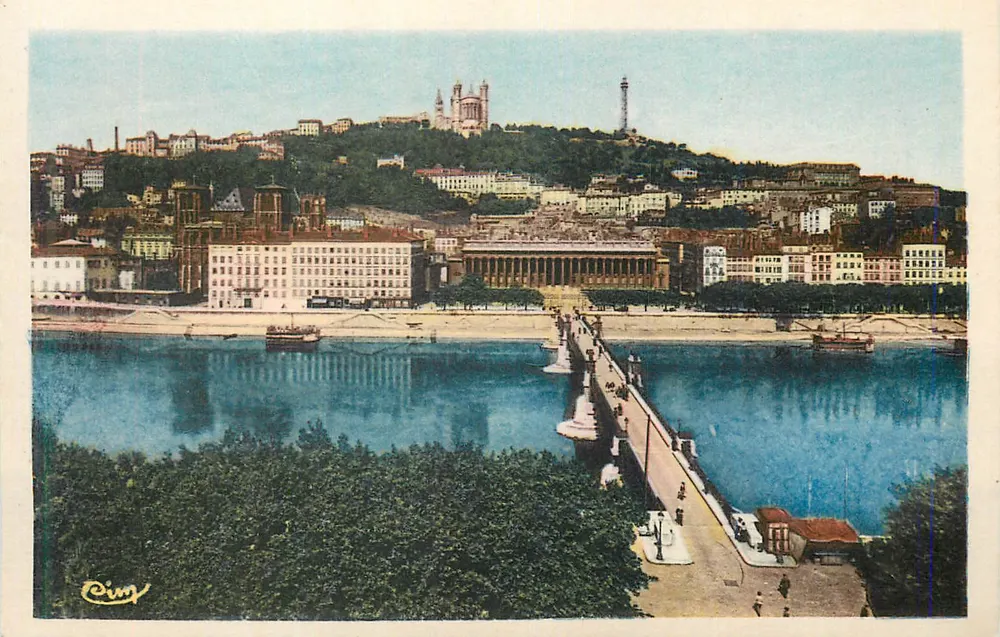 Ansicht von Lyon — Brücke Guillotière und Berg Fourvière — Verlag Ciny - Vorderseite