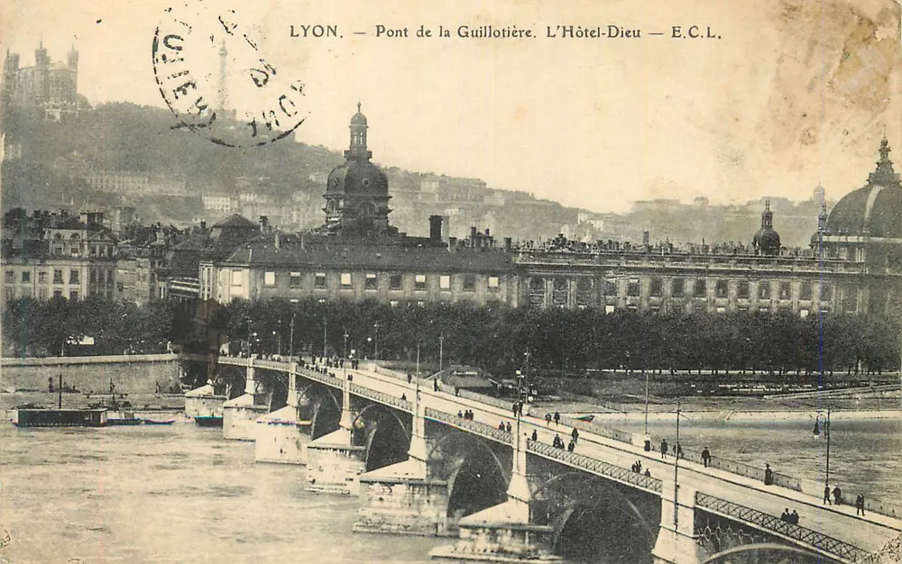 LYON — Brücke Guillotière. Das Hôtel-Dieu — E.C.L. - Vorderseite