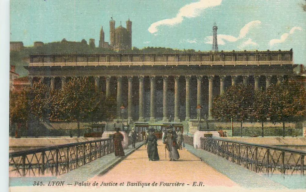LYON — Palast der Gerechtigkeit und Basilika Fourvière — E.R. - Vorderseite