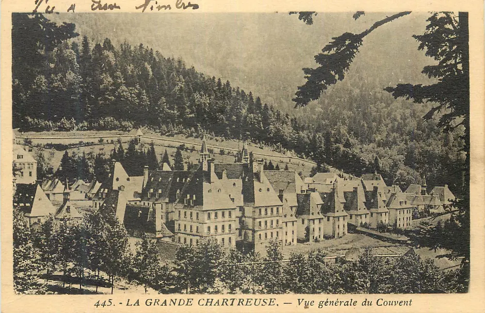 La Grande Chartreuse — Vista geral do Convento — editor 'L'École des Timbres', n° 445 - Frente
