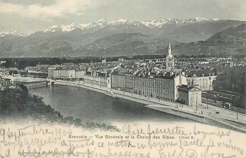 Grenoble — Allgemeiner Blick und die Kette der Alpen — Cliché R. - Vorderseite