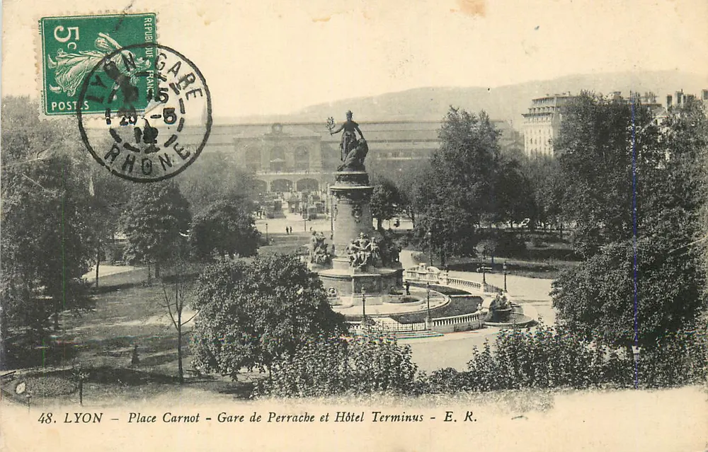 LYON - Place Carnot - Perrache Bahnhof und Hotel Terminus - E. R. - Vorderseite