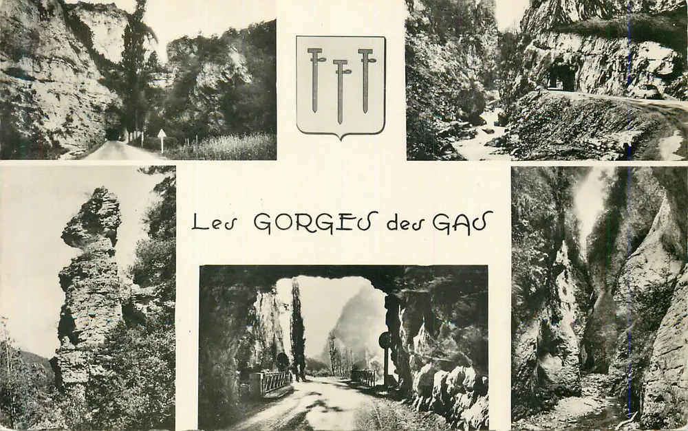 Die Gorges des Gas — Panoramablick und Details der Klippen und des Weges - Vorderseite