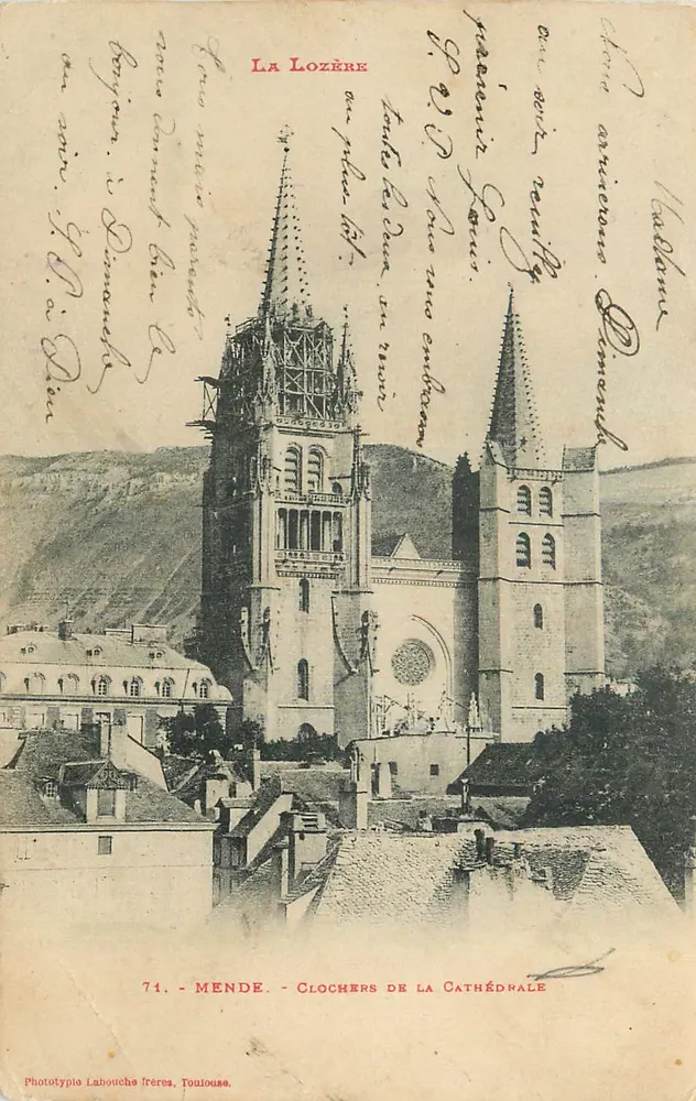 Mende — Turmuhr der Kathedrale — Phototypie Lahouche Frères, Toulouse, n°71 - Vorderseite