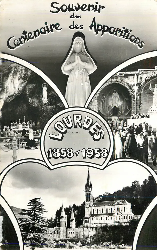 Lourdes — 100. Jubiläum der Erscheinungen 1858-1958 — Erinnerungskarte - Vorderseite