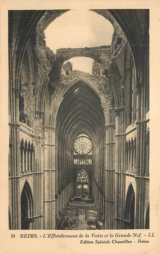 Reims — Der Einsturz der Kuppel und die Große Kirche — Sonderausgabe Chauvillon - Reims - Vorderseite