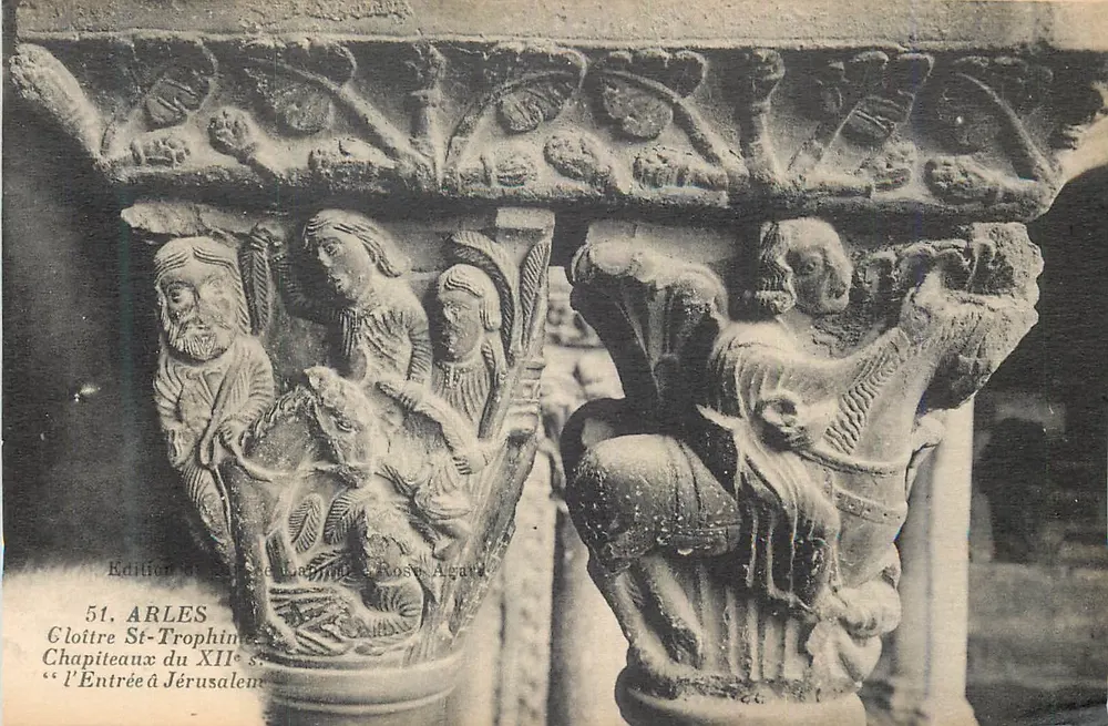 Arles - Cloître Saint-Trophime - Kapitelle des 12. Jahrhunderts - 'Die Einzug nach Jerusalem' - Vorderseite