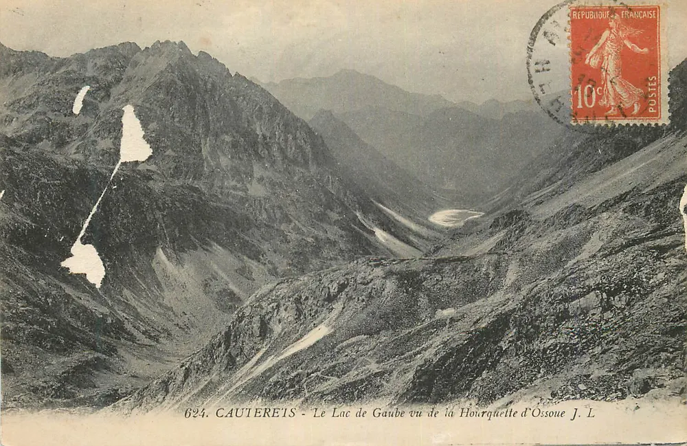 Cauterets - See Gaube von der Hourquette d'Ossoue gesehen — Verlag J. L., n° 624 - Vorderseite