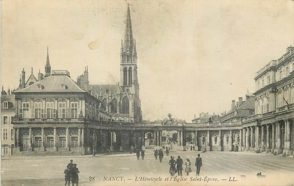 Nancy — L'Hémicycle y la Iglesia de San Épvure — LL. n°28 - Anverso