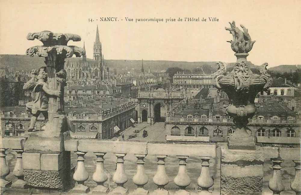 NANCY - Panoramablick vom Rathaus aus — Typ. Réunies de Nancy, n°34 - Vorderseite