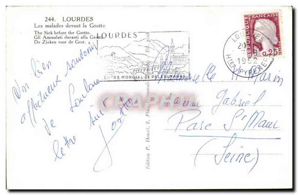 Lourdes — Os doentes diante da Gruta — Ed Lux - Verso