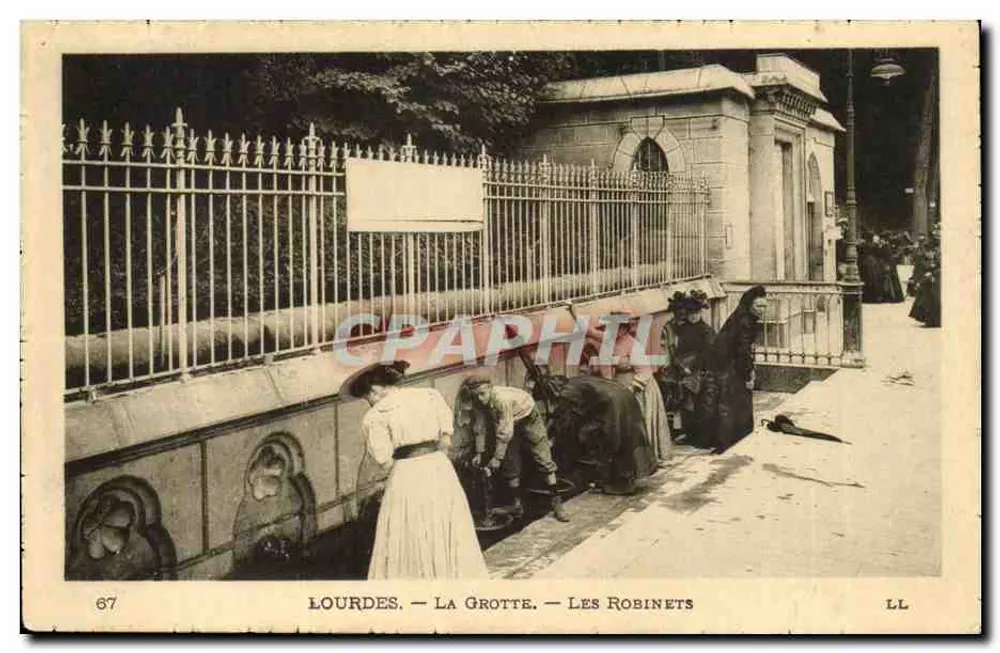 Lourdes — A Gruta — Os Robinets — Edição Artística, R. Adoué, Grand Hôtel da Gruta - Frente