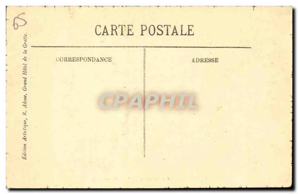 Lourdes — A Gruta — Os Robinets — Edição Artística, R. Adoué, Grand Hôtel da Gruta - Verso