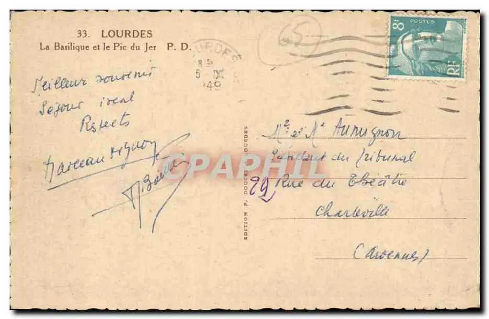 Lourdes — A Basílica e o Pic du Jer — Edição P. Dourdes n°33 - Verso