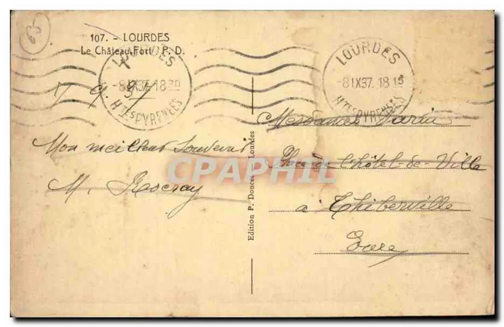 Lourdes — O Castelo Forte — Edição P. Doucet, n°107 - Verso