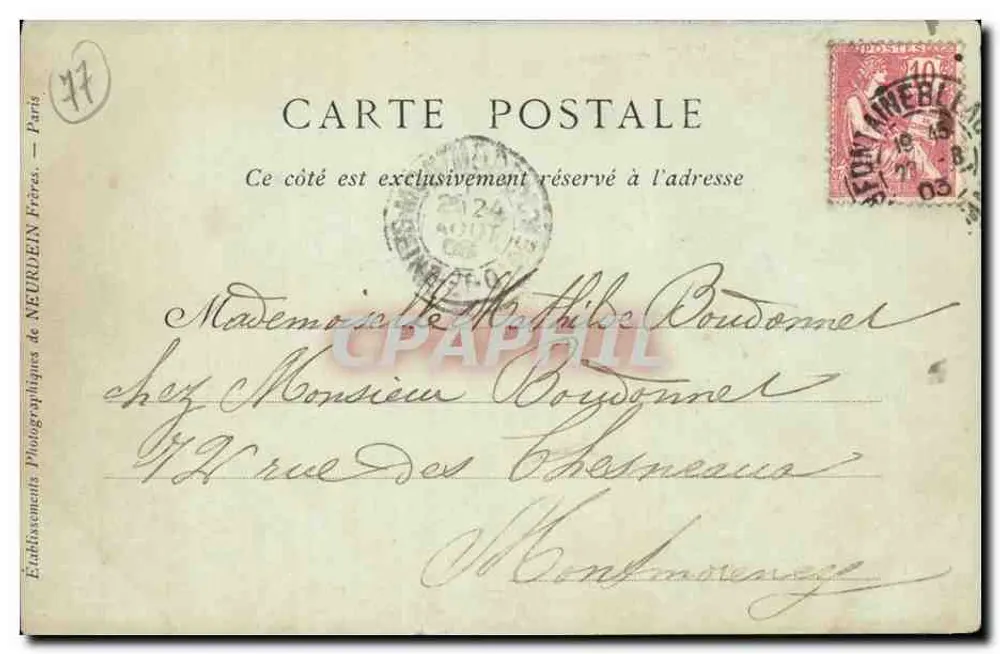 Wald von Fontainebleau — Das Fabelwasser — Collections ND Phot - Rückseite