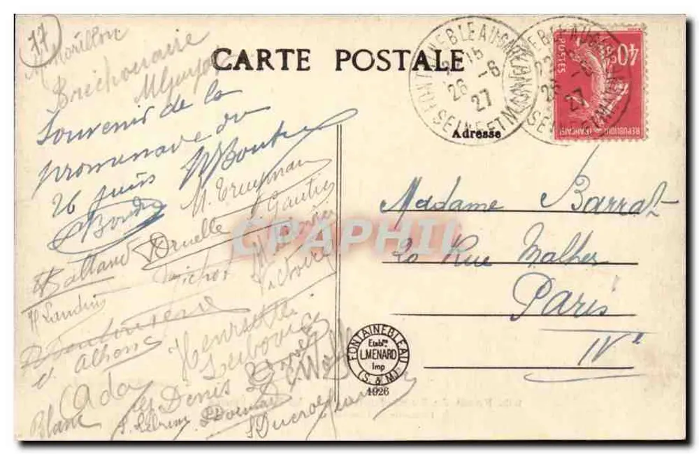 Floresta de Fontainebleau — La Roche Éponge — Descoberta por Denecourt em 1866 — Coleção Artística La M - Verso