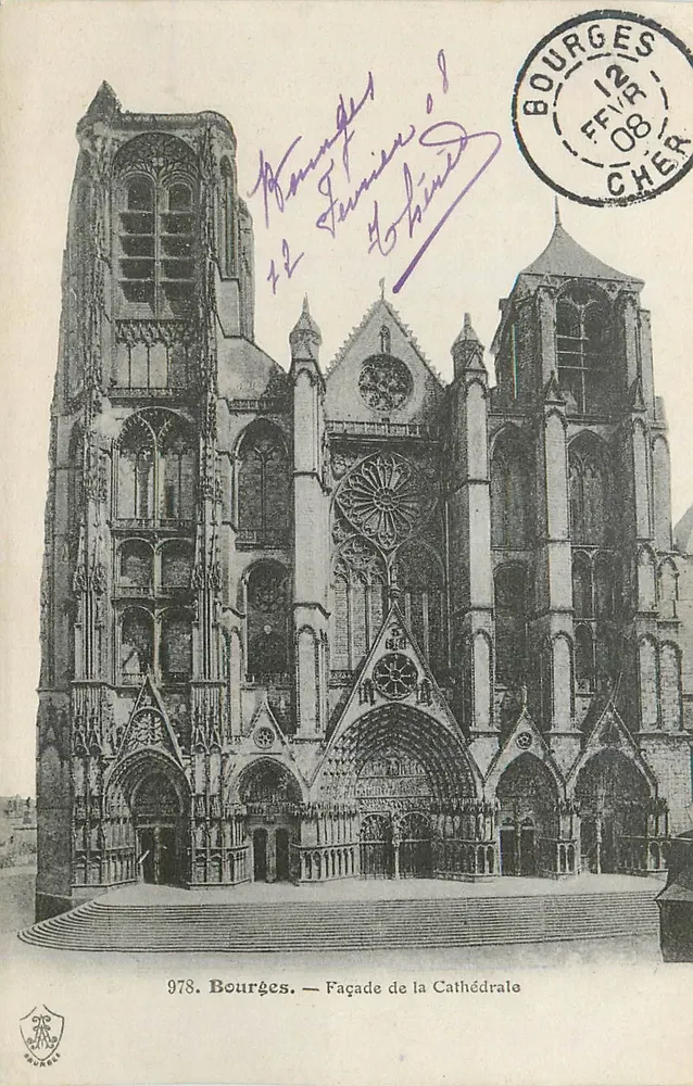 Bourges — Facha da Catedral — editor Mornal, n° 978 - Frente
