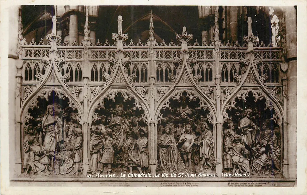 Amiens — Die Kathedrale. Das Leben des Johannes des Täufers (Basrelief) - Vorderseite