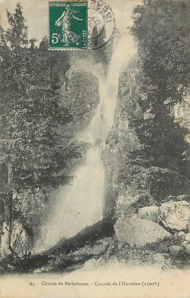 Kette von Belledonne - Wasserfall der Oursière (1500m) — Verlag nicht sichtbar, Seriennummer 81 - Vorderseite