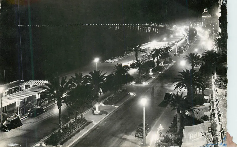 Nachtansicht der Promenade des Anglais in Nice - Verlag Rellano, Seriennummer nicht lesbar - Vorderseite