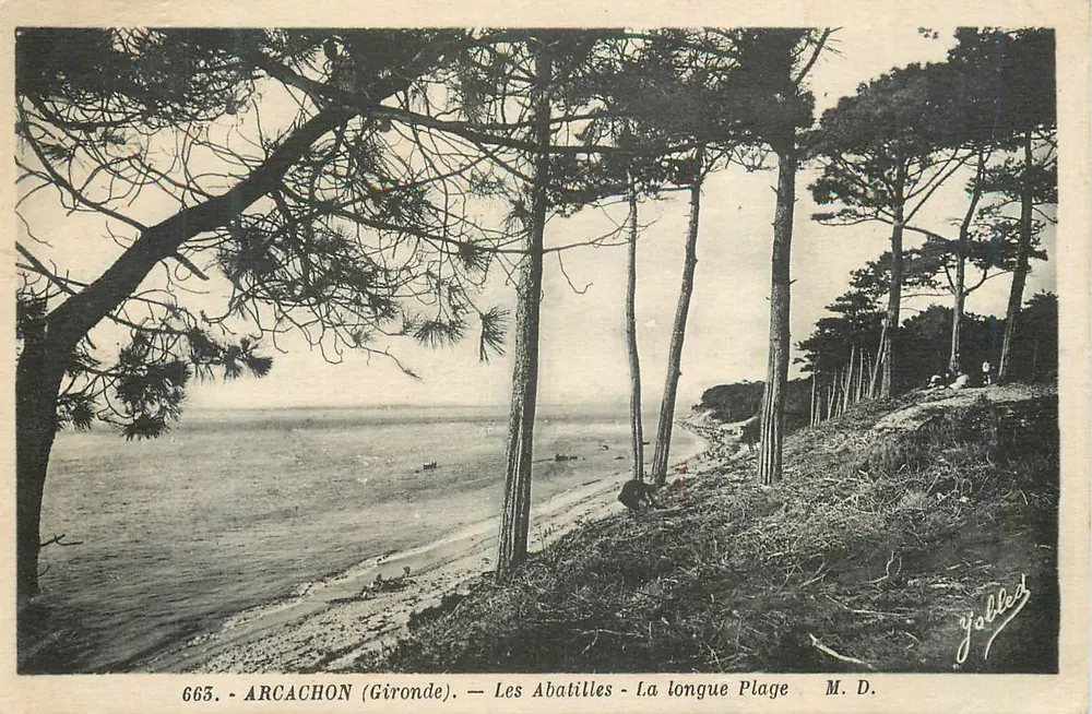 Arcachon (Gironde) — Les Abatilles — Die lange Strand — M. D. — Yolled - Vorderseite