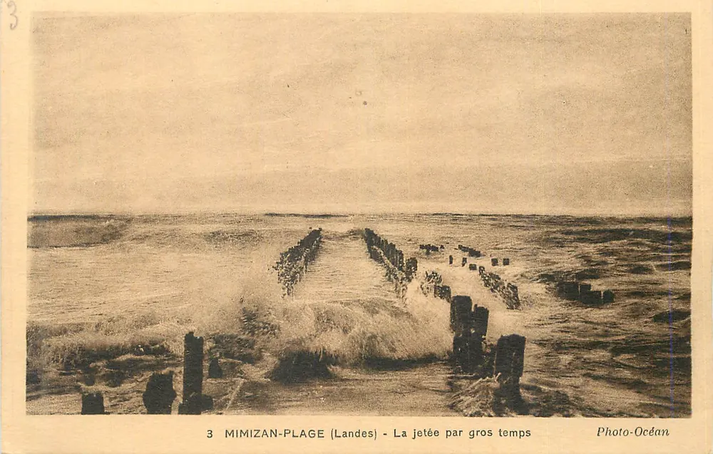 Mimizan-Plage (Landes) — Die Mole bei Sturm — Photo-Océan - Vorderseite