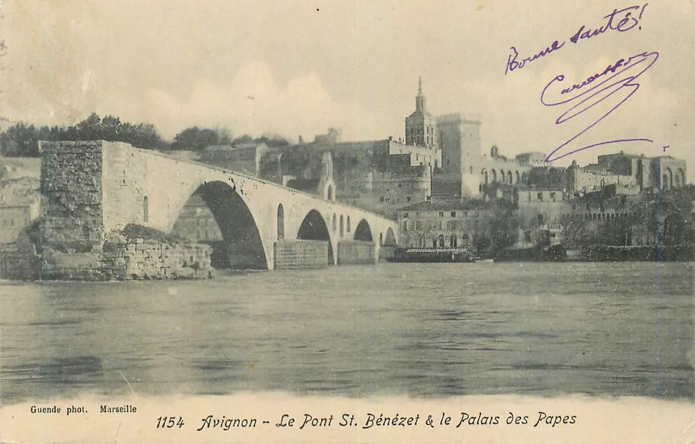 Avignon - Die Brücke Saint-Bénézet & das Palast der Päpste - Vorderseite