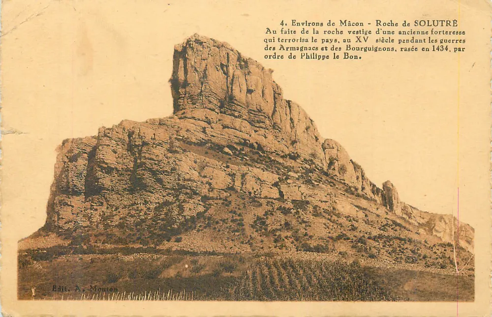 Environ de Mâcon — Roche de Solutrè — éditeur A. Monton - Frente