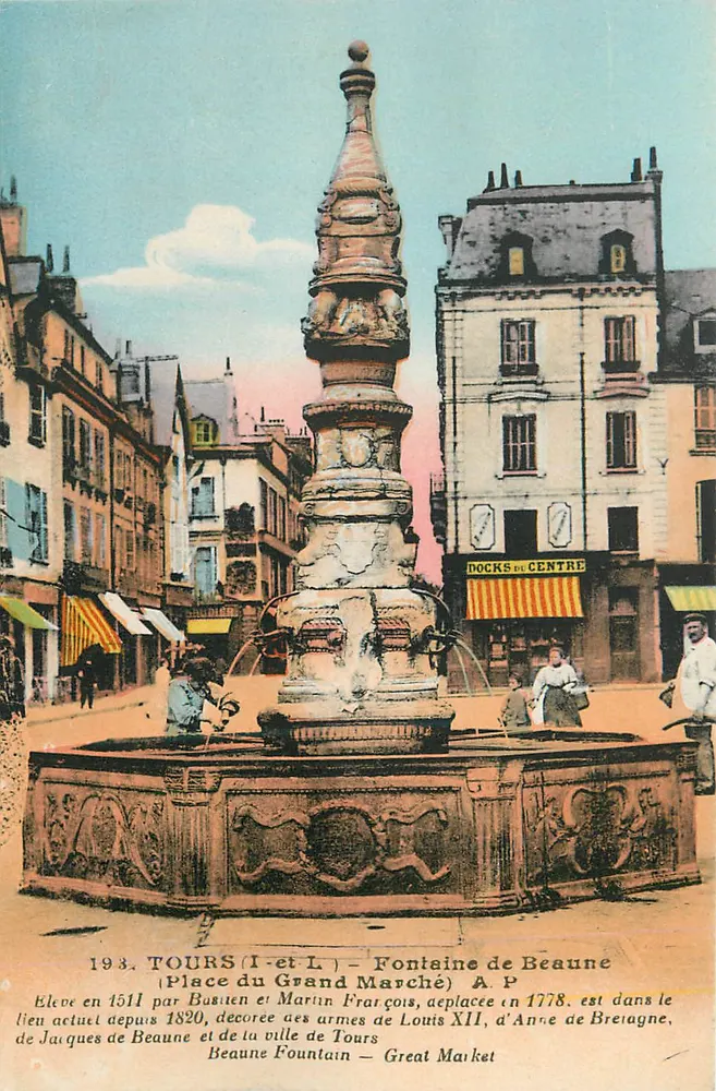 Tours (I-et L) — Fontaine de Beaune — Place du Grand Marché — A.P. - Vorderseite