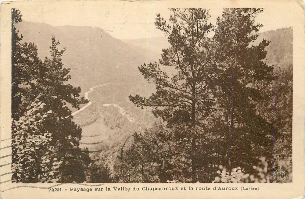 Landschaft in der Chapeauroux-Tal und auf der Auroux-Straße (Lozère) — Nr. 7439 - Vorderseite