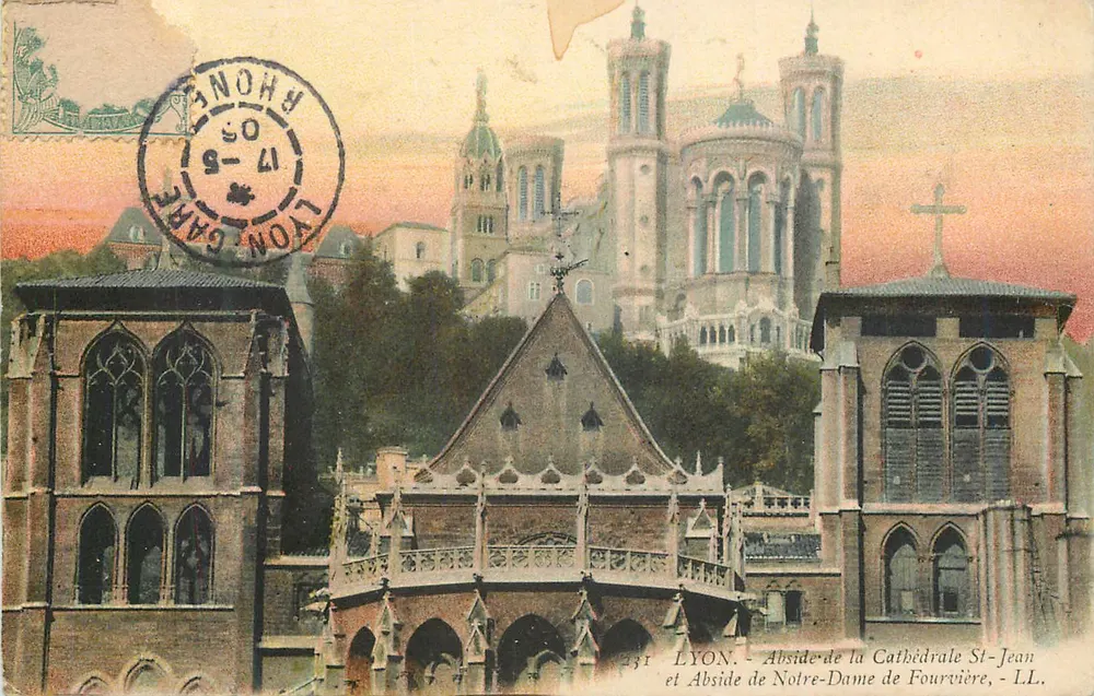 LYON - Apsis der Kathedrale Saint-Jean und Apsis der Notre-Dame de Fourvière - LL. - Vorderseite
