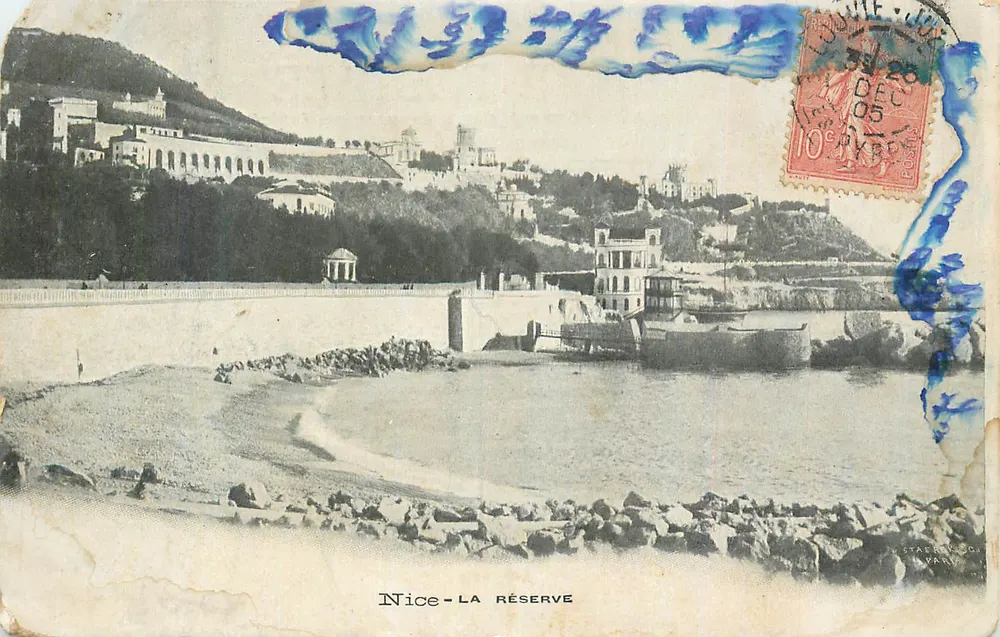 Nice - La Réserve — widok z portu i wzgórz — wydawca Staerk & Cie, Var - Awers