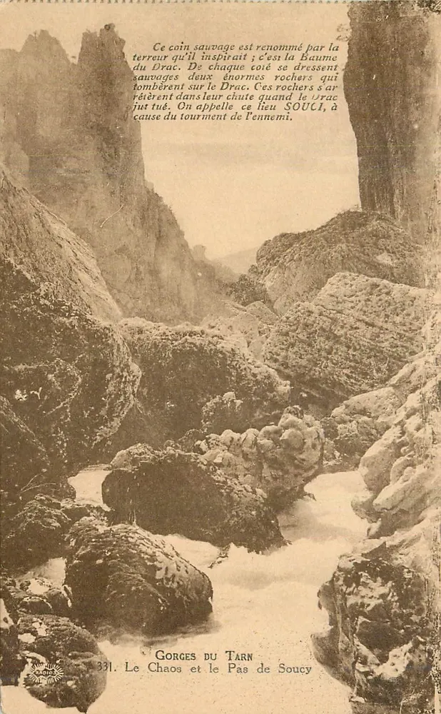 Gorges du Tarn — Ansicht der Chaos und Pas de Soucy — Verlag Cadries, Nr. 331 - Vorderseite