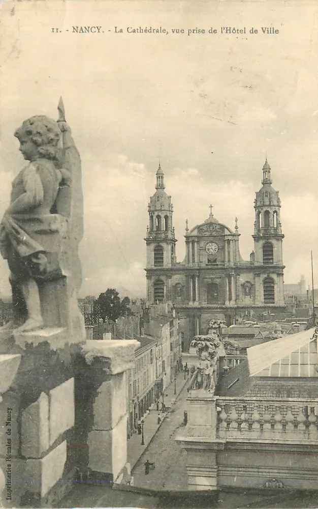 NANCY - Die Kathedrale, Ansicht vom Rathaus — Imprimerie Réunies de Nancy, n° II - Vorderseite
