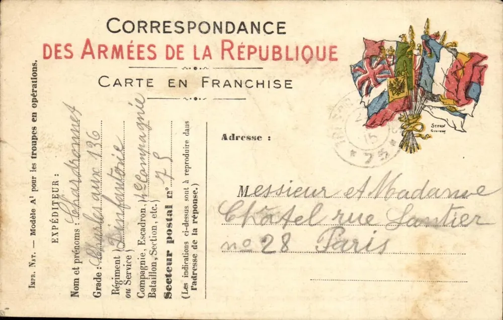 Korrespondenz der Armee der Republik — Freiporto — Verlag Stern, Kupferstich - Vorderseite