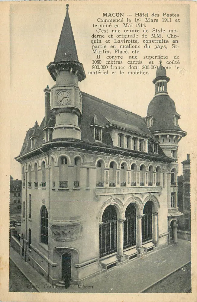 Mâcon — Posthotel — Gestartet am 1. März 1911 und fertiggestellt im Mai 1914 — Verlag: Plart Comité - Vorderseite