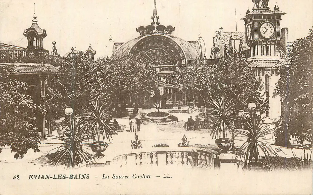 Evian-les-Bains — A Fonte Cachat — Editor L. Cachat, n°42 - Frente