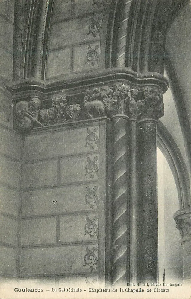 Coutances — Die Kathedrale — Kapitell der Kapelle von Circata - Vorderseite