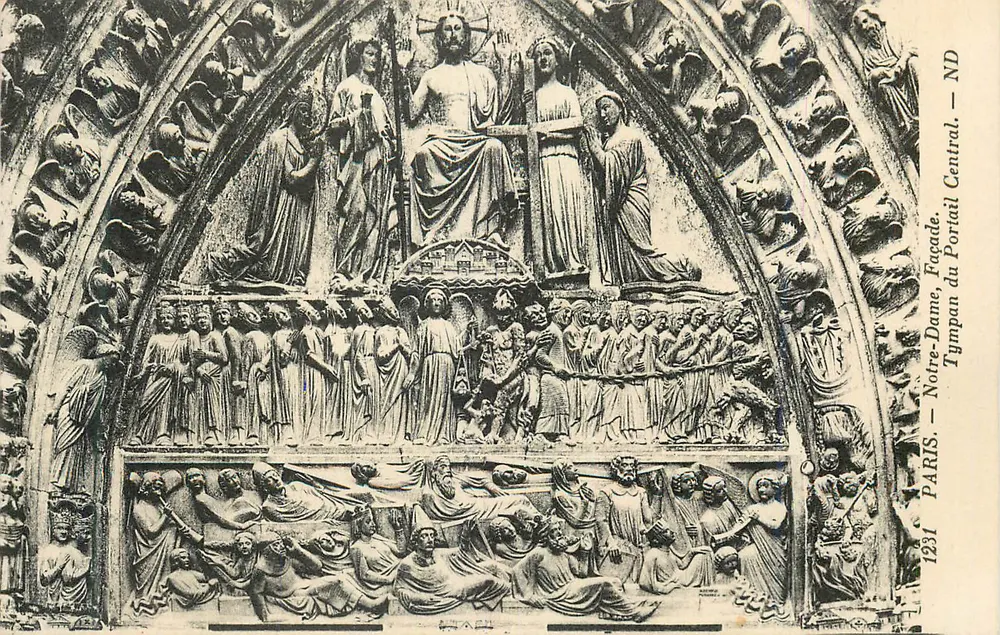 Notre-Dame, Paris — Zentralportal — Tympan - Vorderseite