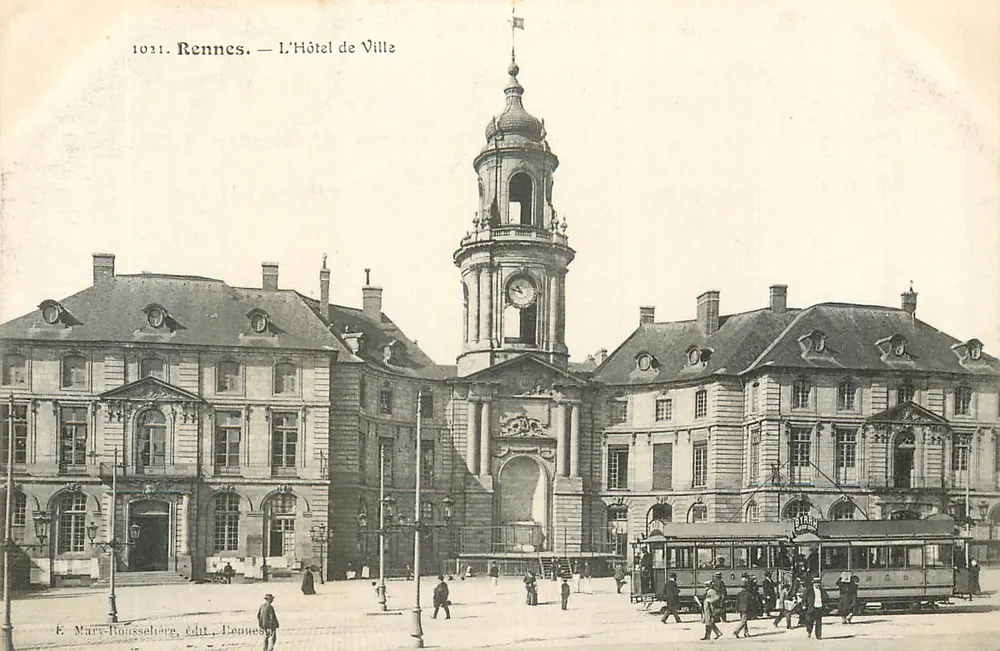 Rennes — O Hotel de Ville — E. Mary-Rousselberg, edição Rennes - Frente